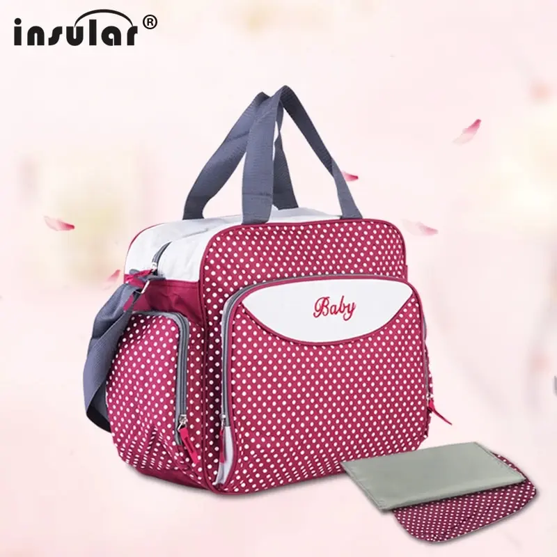 INSULAR 600D Dot Pattern Mommy Diaper Bag Multifunctional Nappy Organizer Portable Maternity Stroller Handbag