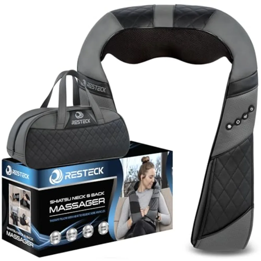 

RESTECK Massagers for Neck and Back with Heat - Deep Tissue 3D Kneading Pillow Electric Shiatsu Shoulder Massage Foot Legs Body