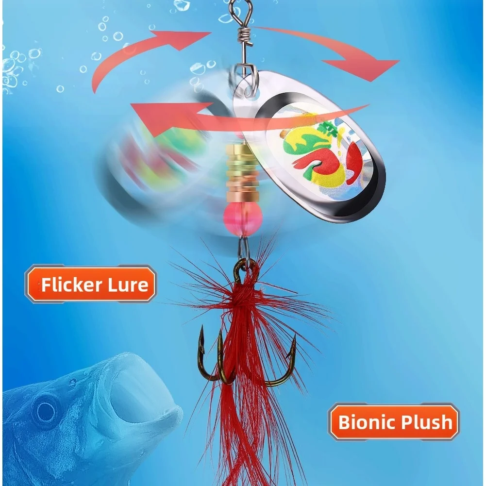 /16 /Piece /Rotating Metal Spinner Lures Kit With ABS Hooks High Density Brass Weight For Top Middle Bottom Water Fishing Tackle