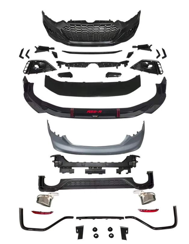 

New Product ABS Front and Rear Bumepr Assy Front Lip A5 Uprgrade to RS5 Body Kit for 2020-2023