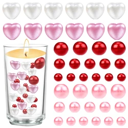 240/140 PCS Round Heart Spray Painted ABS Plastic Imitation Pearl Beads Valentine's Day Decoration Pink Bead DIY Jewelry Making