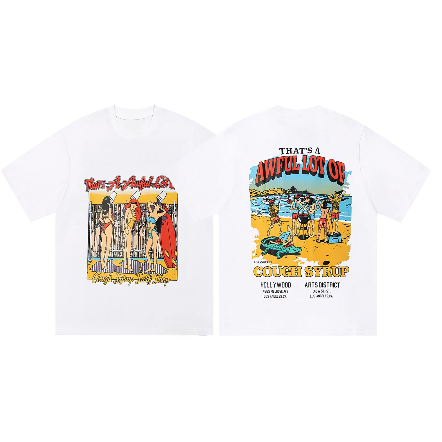 New Summer THAT. SA AWFUL LOT OF COUGH SYRUP American High Street Short-sleeved T-shirt for Men and Women