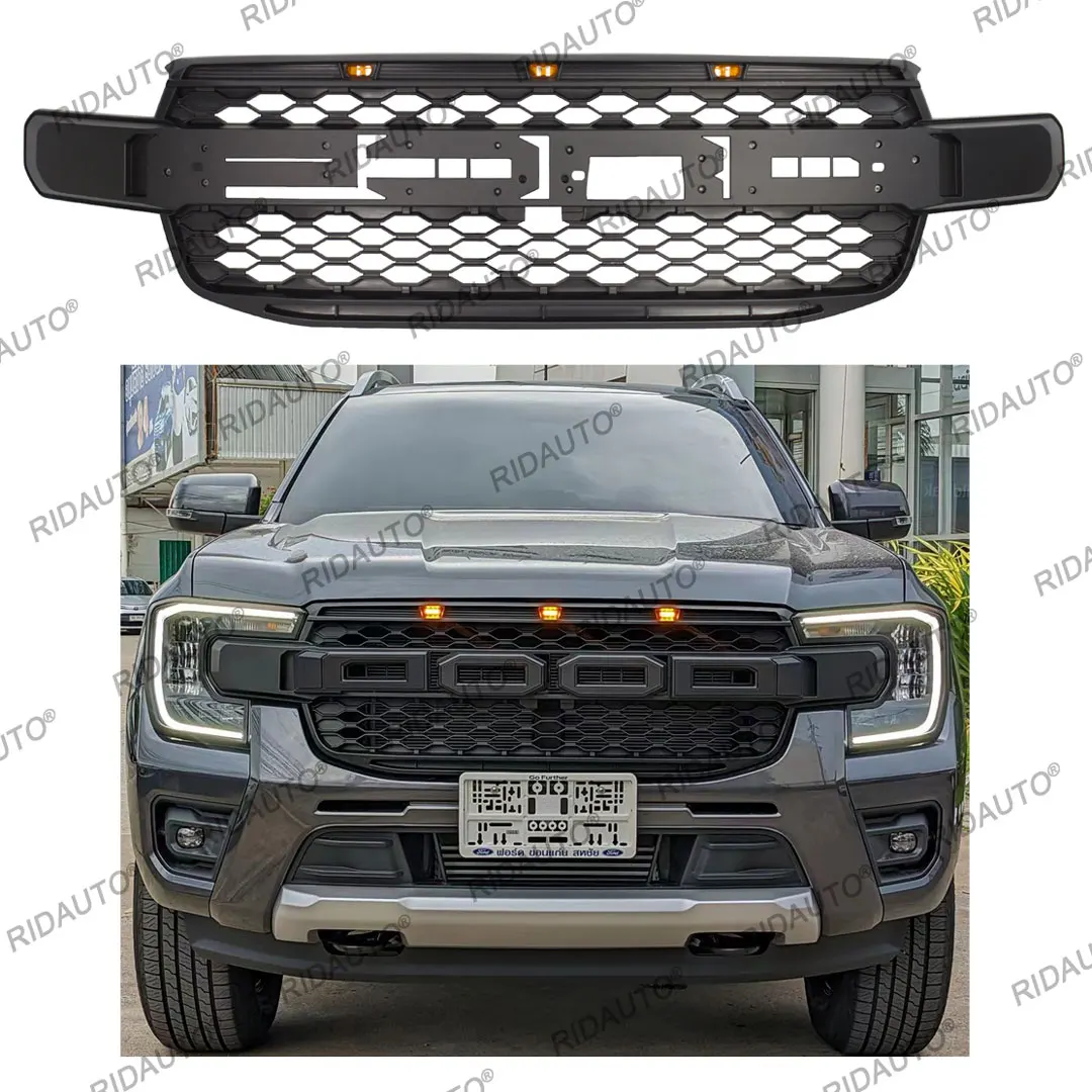 2022 2023 New Aftermarket For FORD EVEREST TITANIUM+ 4x4 4x2 SPORT TREND RAPTOR Style Front Grills Replacement LED Light Letters