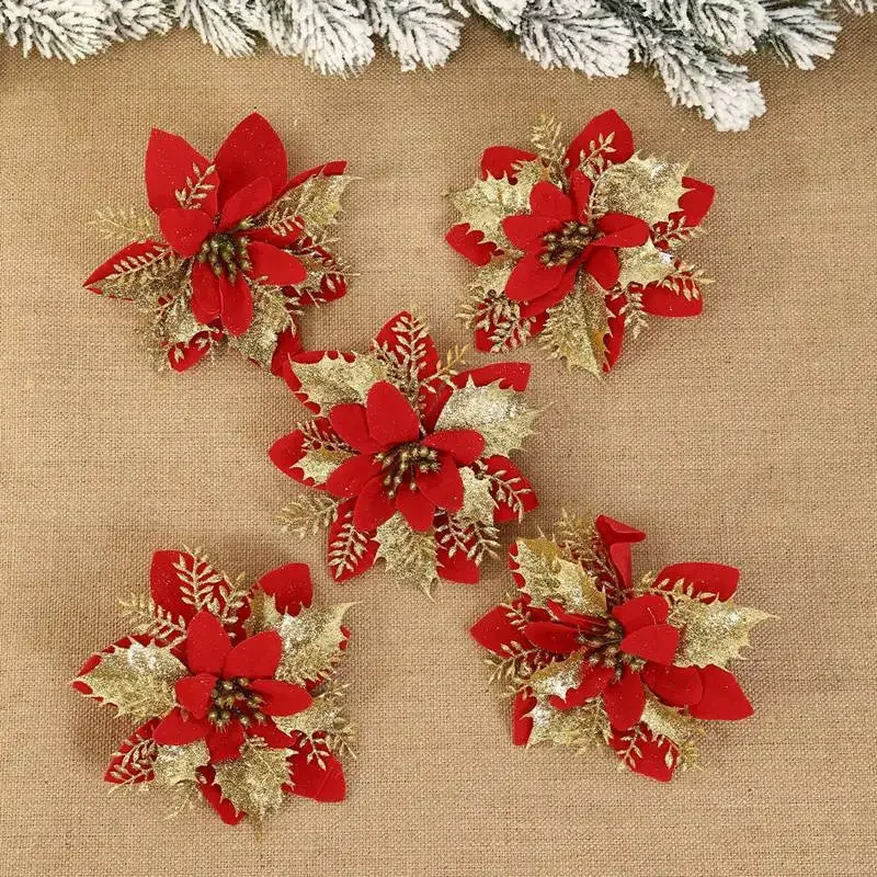 5 Stück glitzernde Weihnachtsblumen Weihnachtsbaumschmuck Weihnachtsdekorationen für Zuhause 2025 Navidad Noel Natal Geschenke Neujahr 2026 – Detail 6