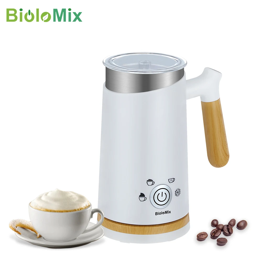 BioloMix Milk Frother 4 in 1 Electric Milk Steamer for Hot and Cold Milk Froth Coffee Foam Maker for Cappuccino, Latte, Hot Milk