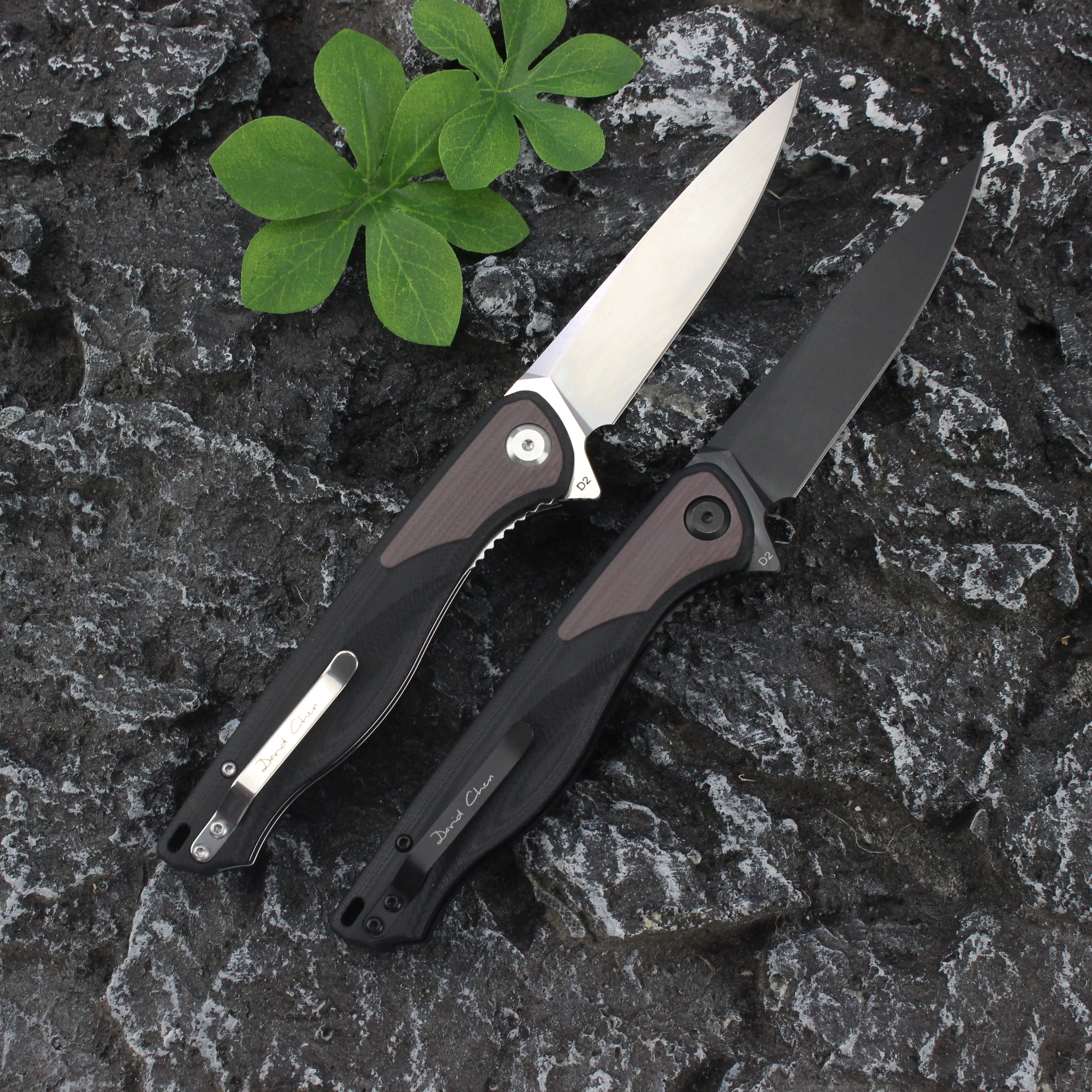 GT-T0035 Folding Knife stone wash D2 Steel V blade two-tone G10 Handle EDC Outdoor Fishing Pocket Knives