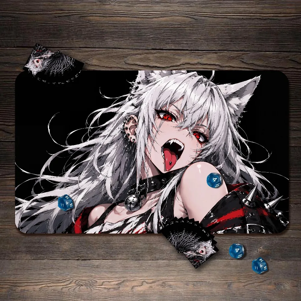 MTG Playmat, Cyber Girl Custom Play Mat, TCG Playmat with Zones - 24