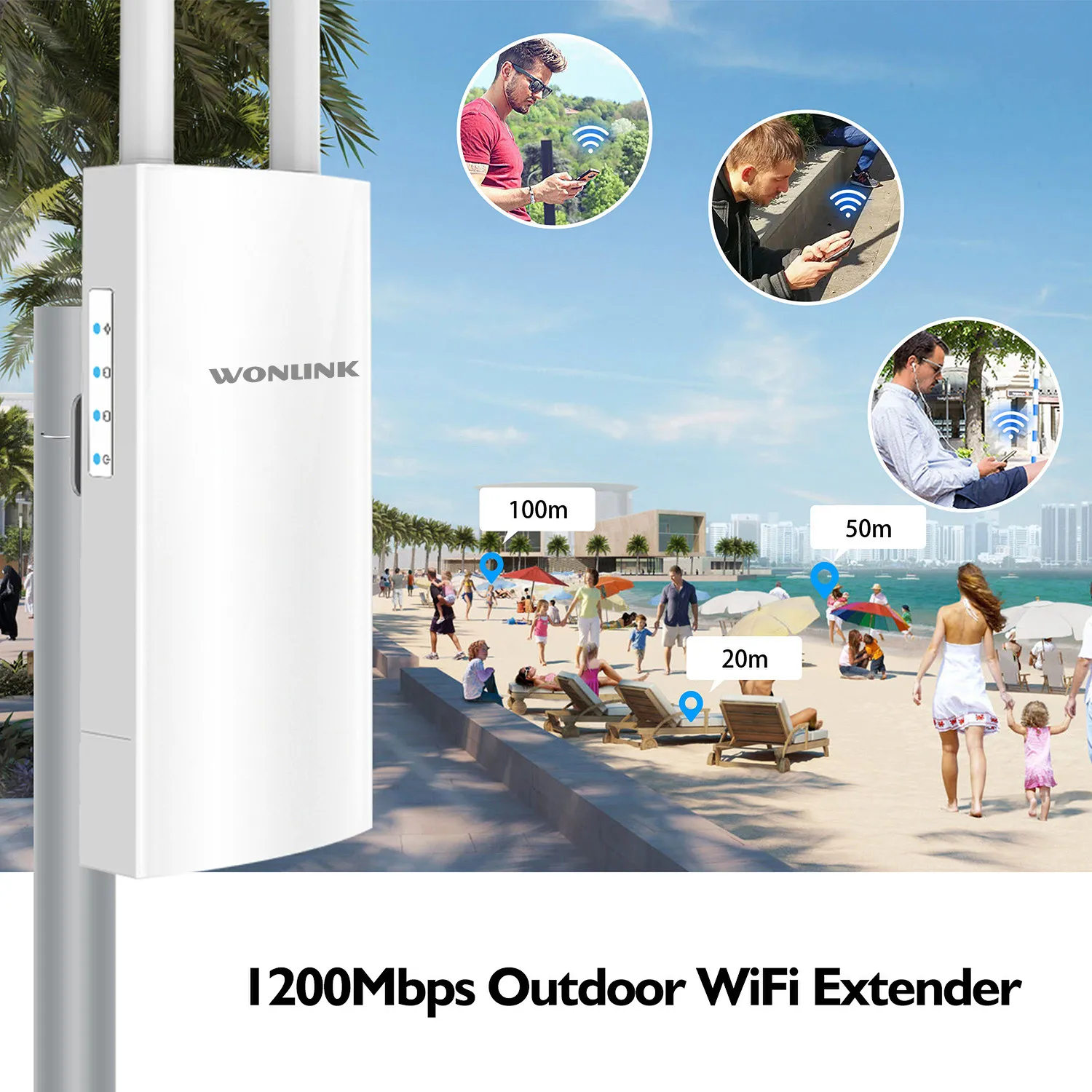 

Уличная точка доступа Wonlink AC1200/300, 5 ГГц/2 ГГц, Wi-Fi роутер высокой мощности, ретранслятор, усилитель Wi-Fi диапазона большого радиуса действия, антенна Nanostation AP