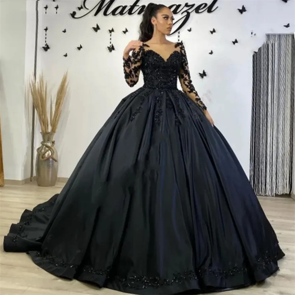 Annie Black Prom Dresses Gothic Wedding Dress Evening Dress 2024 Luxurious Embroidery Party Dresses Custom Dress فساتين السهرة