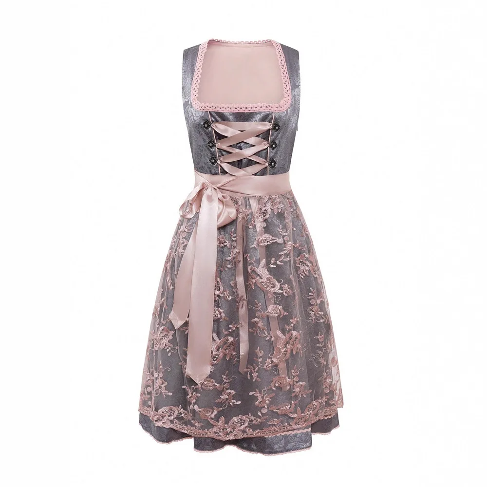 Spring Summer Womens Maid Beer Festival Costume Set Short Sleeve Tie Strap Dress for Party Cosplay Fancy Dress Outfit