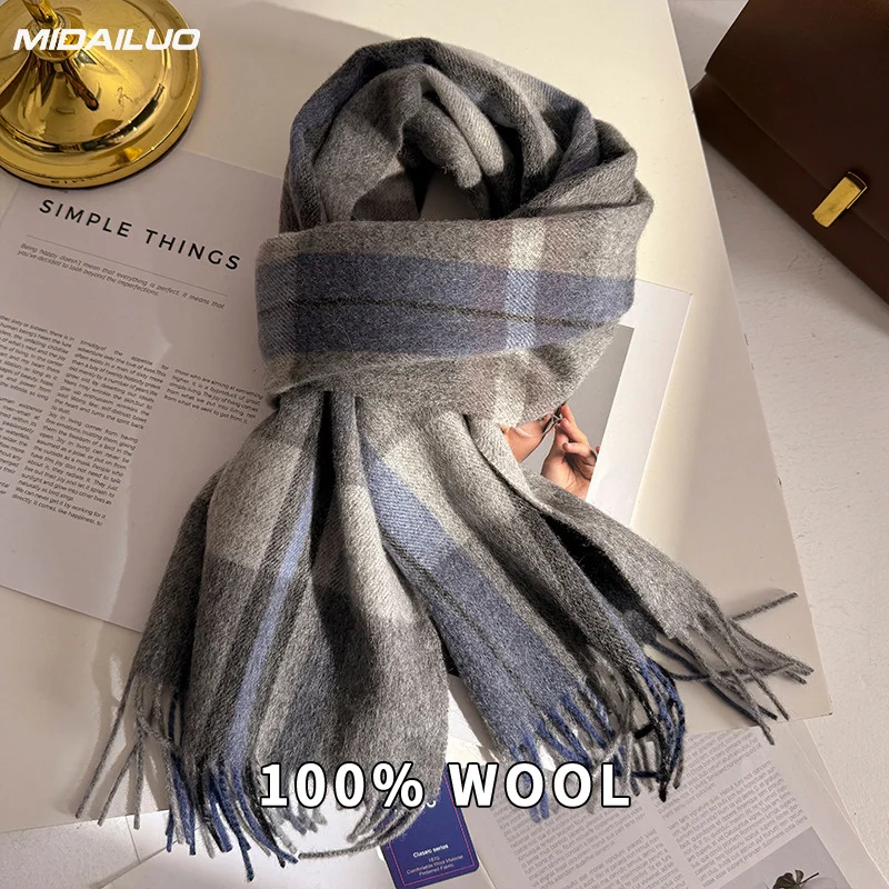 

Женский зимний шарф из 100% шерсти, ветрозащитный теплый корейский модный элегантный аксессуар на шею для холодной погоды