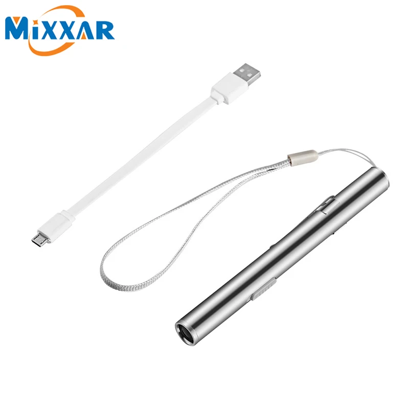 

ZK20 Portable Professional Medical Handy Pen Light USB Rechargeable Mini Flashlight LED Torch with Stainless Steel Clip