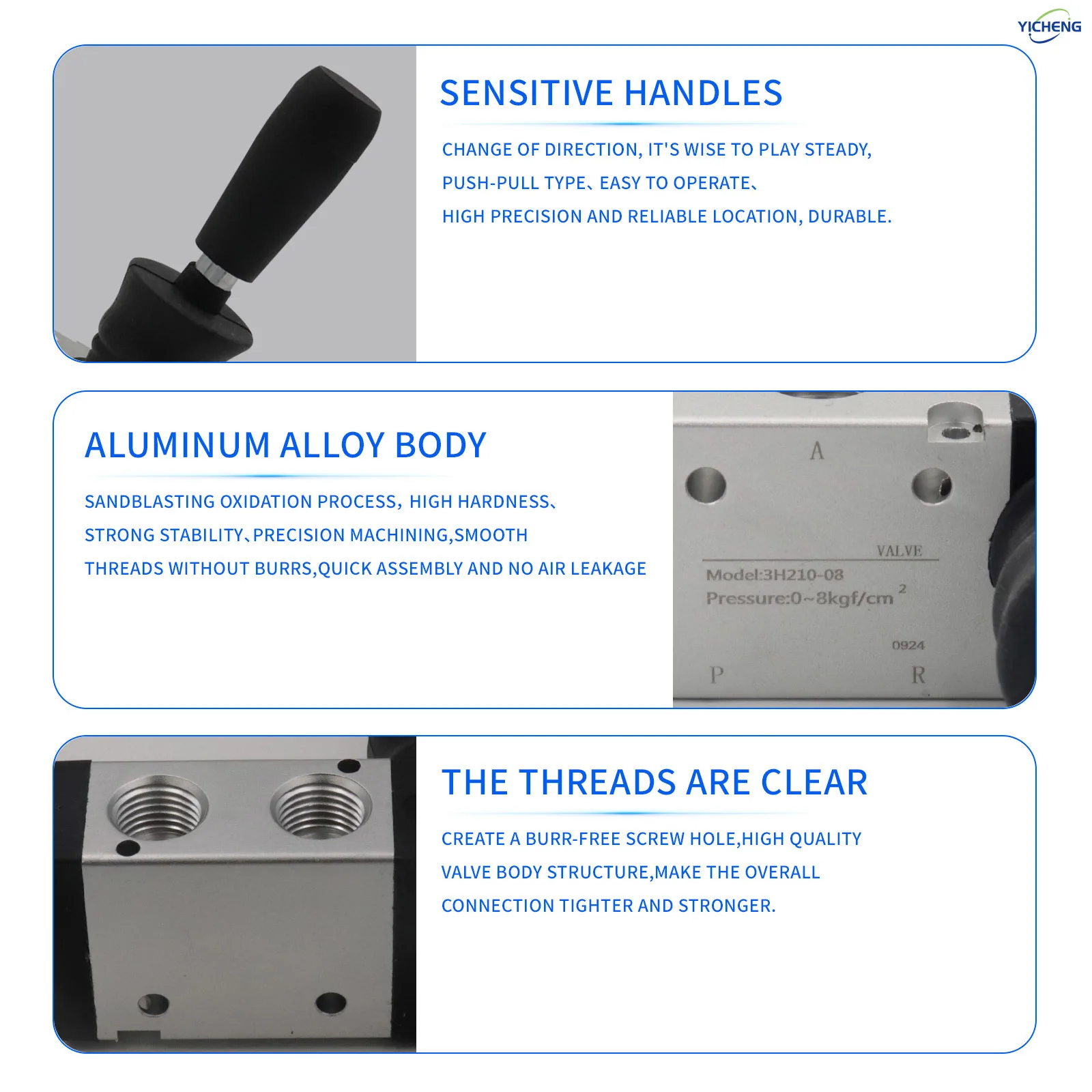 3H210-08 1/4 "3Way 2 موقف الهواء اليد رافعة تعمل صمام هوائي الملف اللولبي صمام التحكم اليدوي دفع سحب #6