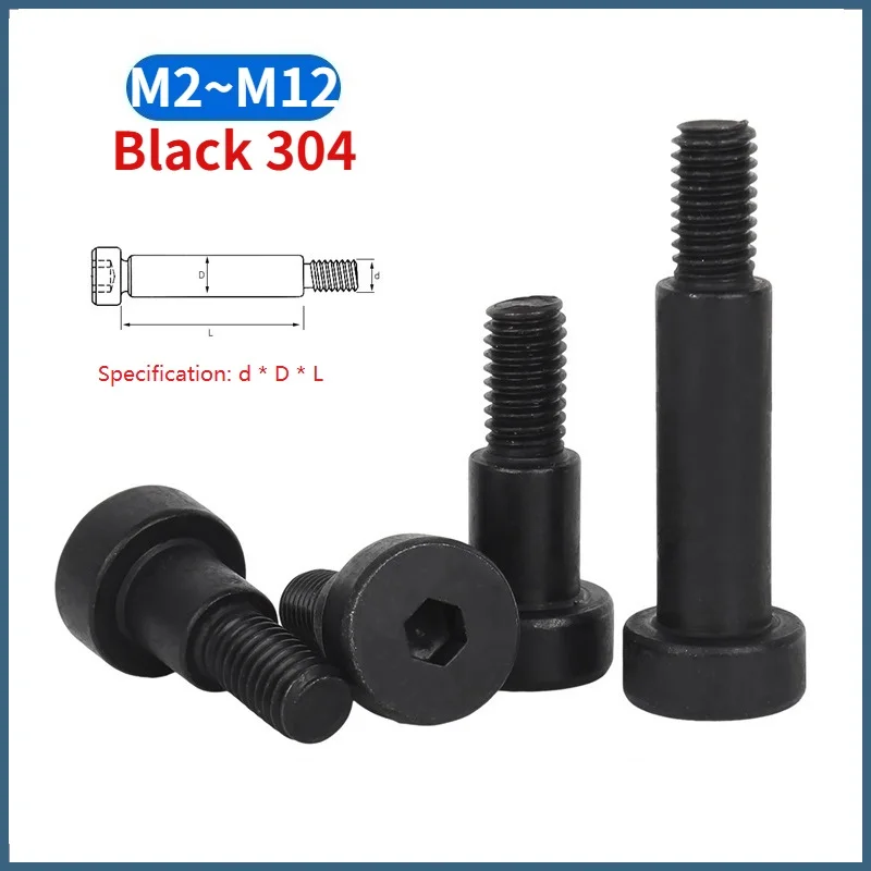 M2 M2.5 M3 M4 M5 M6 M8 M10 M12 Black 304 Stainless Steel Hex Hexagon Socket Cap Roller Bearing Shoulder Screw Allen Bolt