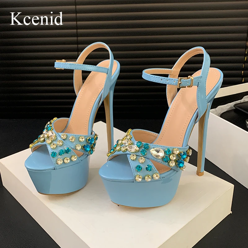 

Kcenid Hot Sales 2024 Summer Style Sexy 16CM Women Sandals High Heels Open Toe Buckles Nightclub Party Shoes Black Size 35-42