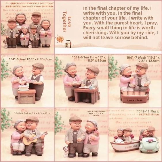 Creative Resin Figurines Elderly Couple Home Decor Living Room Decor Wedding Gifts Retirement Present Artistic Home Decorations