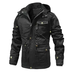 Chaquetas militares con múltiples bolsillos para hombre, Parkas cálidas informales con capucha, chaquetas de plumón de lana, chaquetas de algodón para hombre, ropa de invierno, nuevo