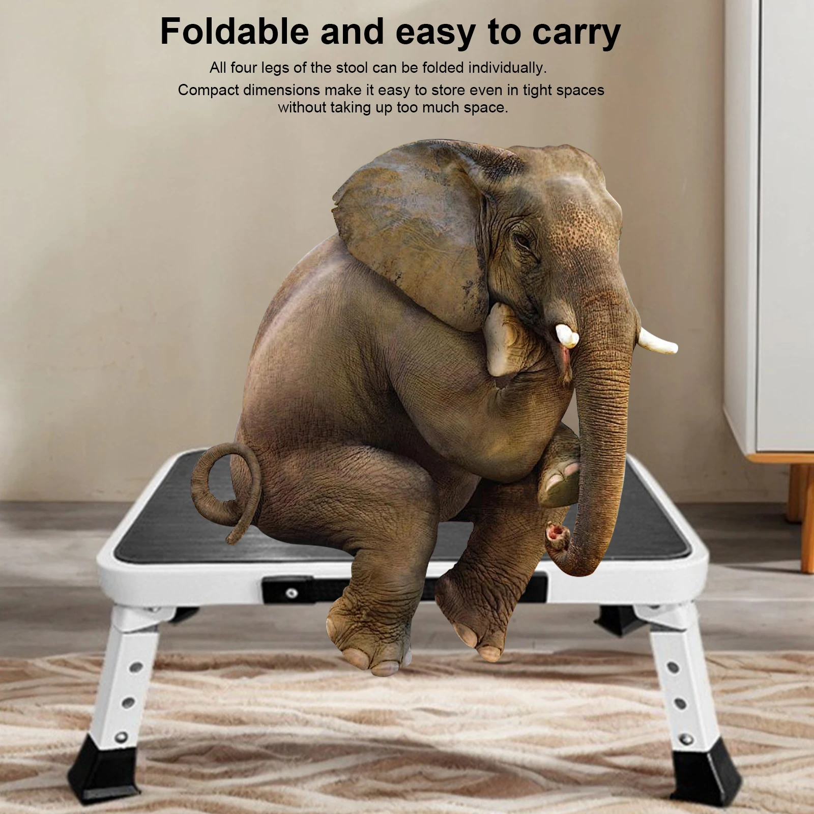 1 Step Foldable Lightweight Step Stool with Wide Pedal Collapsible Folding Step Stool Ladder Stool for Household Garage Storage