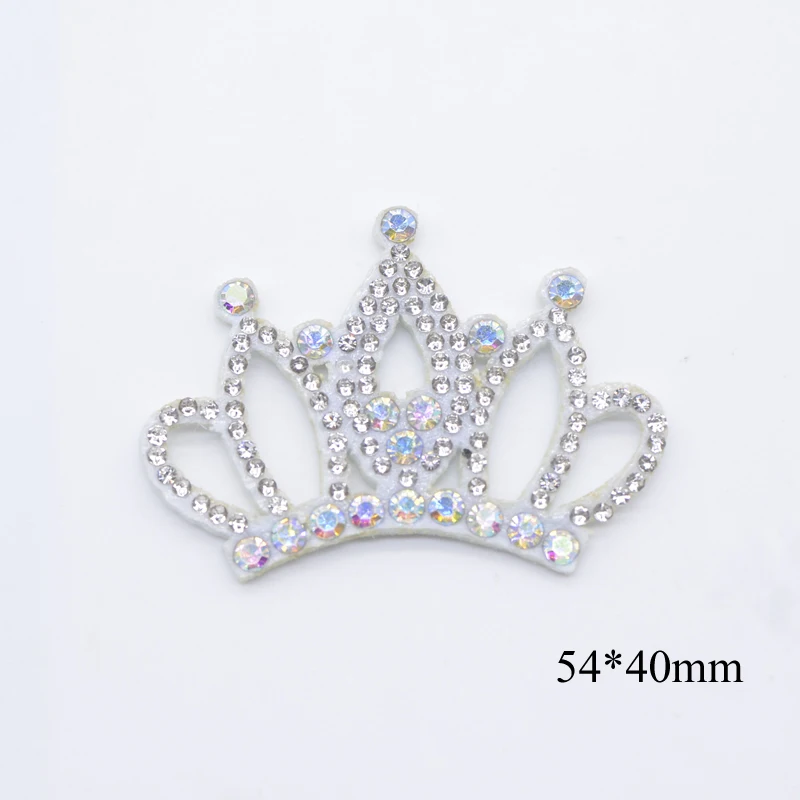 10Pcs White Padded Multiple Shaped Crown Rhinestone Applique for DIY Headwear Hair Bow Accessories Clothes Crafts Decor Patches