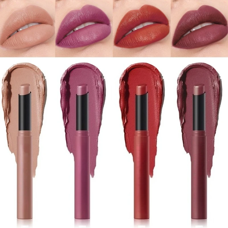6-farbiger، مادة Lippenstift، مضاد للعمود Beschichtet، langlebig، Samart-Finish، Lippenstiftstift، جليت، مات، Lippenfarbe، Wasserf #4