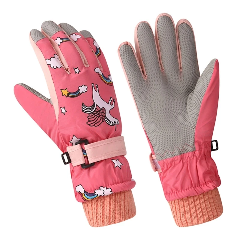 Kids Ski Gloves Breathable Water Resistant Hand Warmer Antislip Thick Warm Gloves for Winter Activity Outdoor Sport Gear