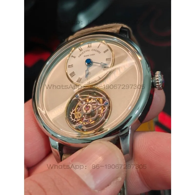 Tourbillon Mechanical Men's Leisure Watch Enamel Mother Shell Custom Suspension