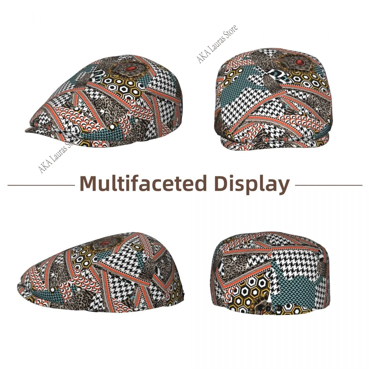 Newsboy Cap Animal Skin Chain Baroque Print Pattern Vintage Casual Cap Berets Visor Gatsby Flat Ivy Hat Elegant Men's Beret