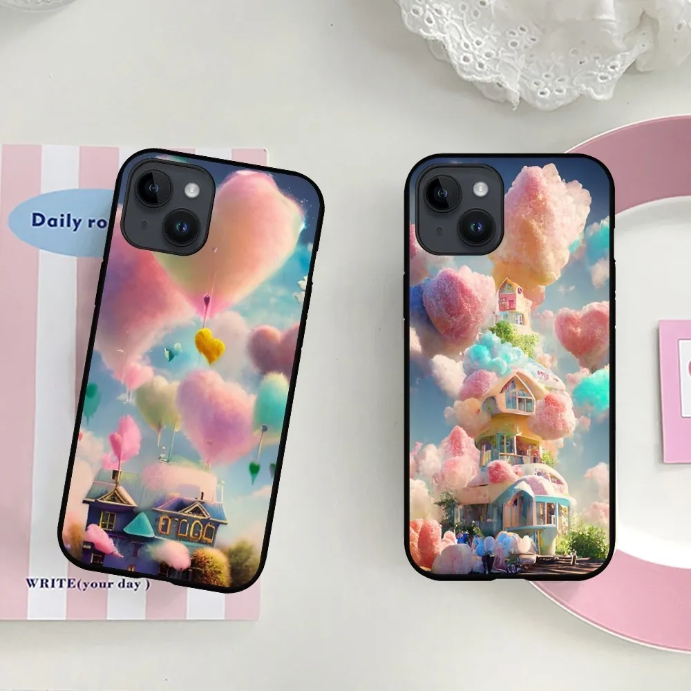 Fairy Tale Fantastic House Phone Case For iPhone 15 14 13 12 11 X XR XS XSMAX 8 7 Plus Mini Pro Max Soft Black Phone Cover