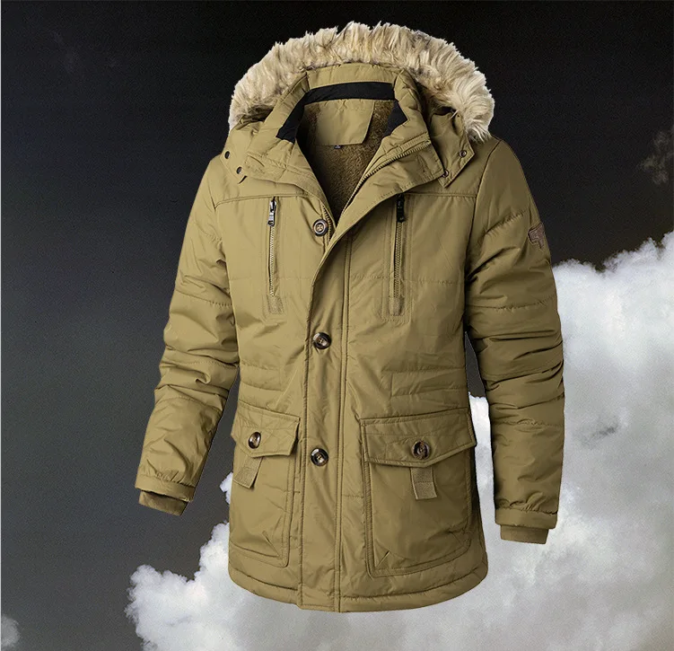 Herren Winter Plüsch verdickte Baumwolljacke Luxus winddicht warmer Mantel Outdoor Sport Parka Heavy Duty Top Qualität Freizeitkleidung – Detail 5