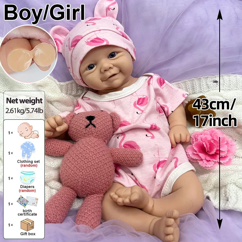 Wysokiej jakości 17-calowa silikonowa lalka reborn z pełnym ciałem, niemalowana, do samodzielnego malowania, noworodek dziewczynka/chłopiec, kolekcja artystyczna, dla rodziców, do pokoju dziecięcego, pielęgnacja niemowląt.