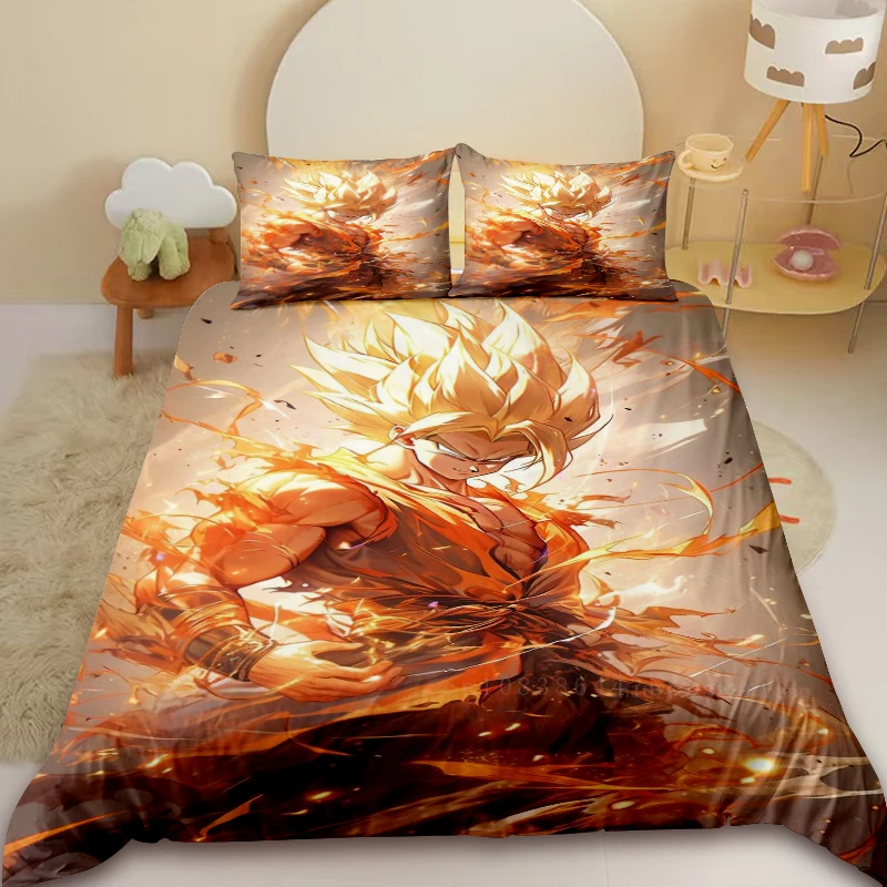 Duvet Cover  Popular Dragon Ball Goku Cartoon Printed Bedding Set Bedroom Decor Single Full Size King Size Children's Gift