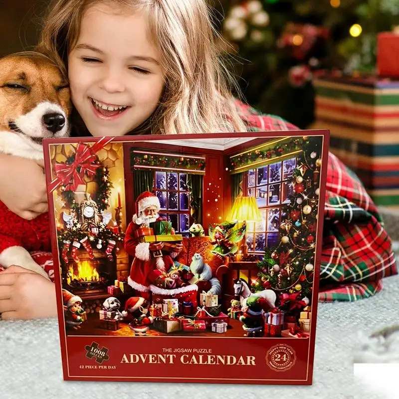 2024 Christmas Advent Calendar Puzzle Set 24 Days Countdown Calendar 1008 pcs Jigsaw puzzles Fidget Toy For Kids Christmas Gifts