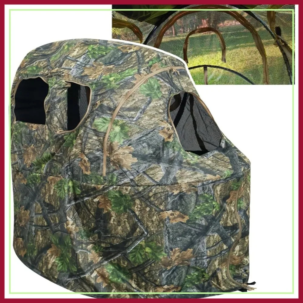 

See-Through Hunting Ground Blind with Built-in Chair, 1-Person Pop-Up Camouflage Tent for Deer Hunting