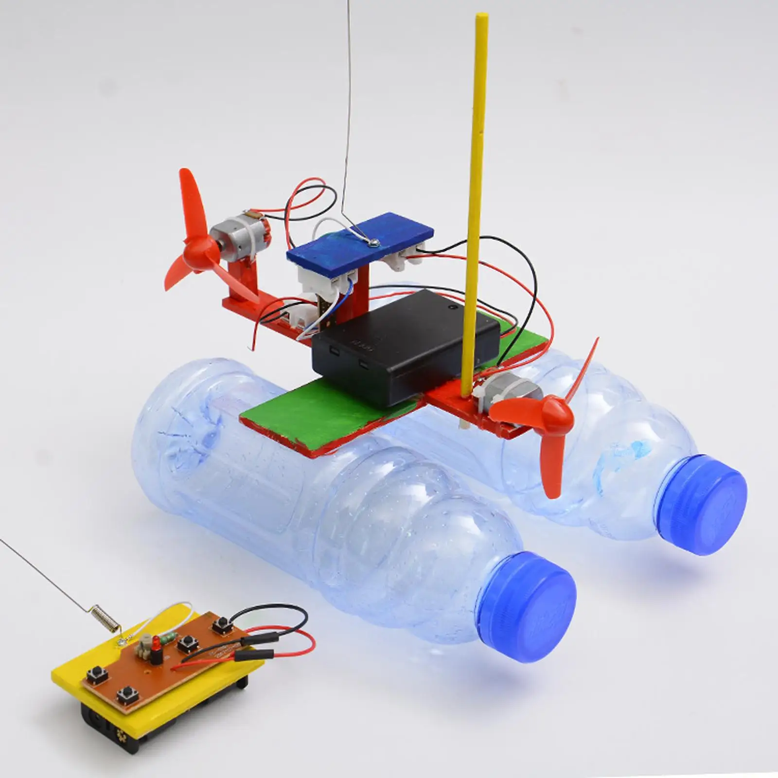 DIY RC Boat Kit Wooden Science Experiment Assembly Educational Toy for Kids Wireless Remote Control Boat Model