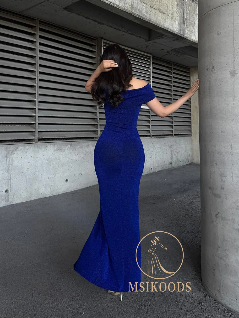 Eleganckie sukienki na studniówkę Msikoods z odkrytymi ramionami, szyte na miarę, aksamitne, z wysokim rozcięciem, obcisłe, seksowne, długie sukienki na przyjęcie dla kobiet, sukienki dla druhen.