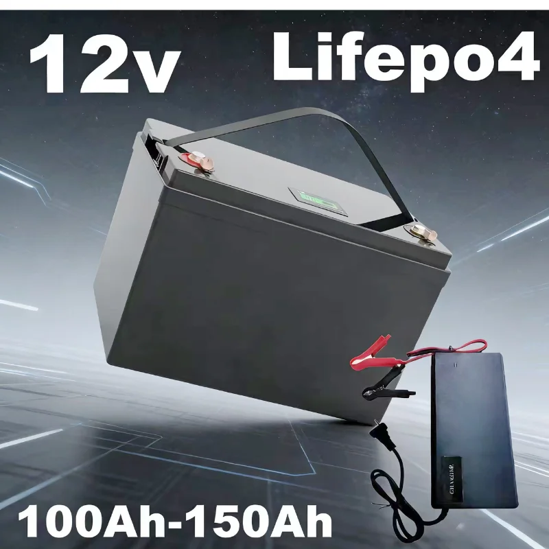 12V 12.8V 100Ah 120Ah 130Ah 150Ah LiFePO4 Lithium Battery Built-in BMS for Caravans Boats Inverters Portable Devices RV Marine O