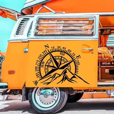 Large Mountain Compass Camper Rv Car Sticker Decal Adventure Travel for Caravan Motorhome Van 4x4 Offroad Truck Vinyl Decor