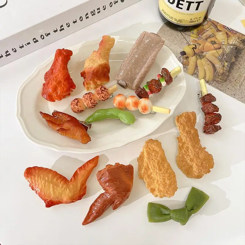 Fun Simulation Food Hair Clips Realistic Pork Ribs Chicken Wings Bean Styles Cute Hair Accessories for Girls Party Events