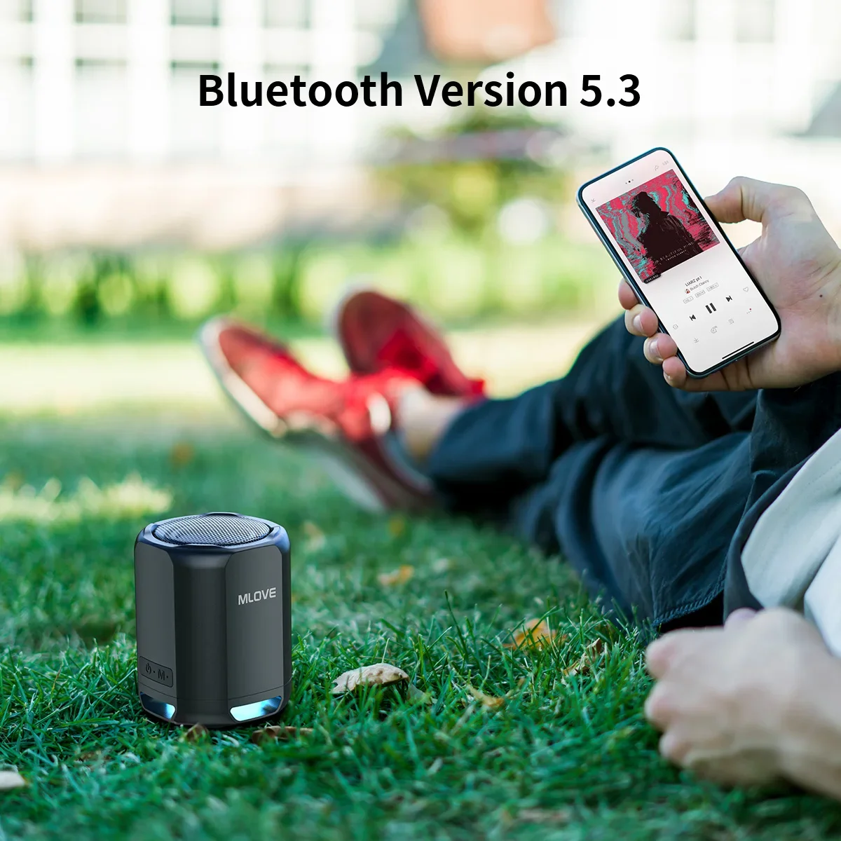 MLOVE Portable Bluetooth Speaker, Bluetooth 5.3, RGB Lights, Compact High-Fidelity Sound, TWS Connectivity