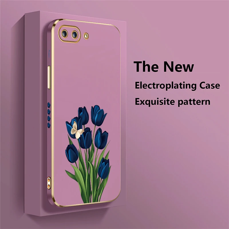 Butterfly Floral Blue Tulip Phone Case For Infinix GT 20 Pro Zero 5G 2023 X Pro 30 Shockproof Plating Silicone Soft Cover view 3