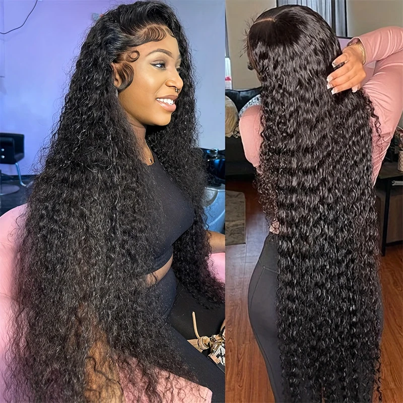 

Deep Wave 13x6 HD Lace Frontal Wig Human Hair 40 inch Lace Front Curly Wigs Cheap on Sale Loose Wave Guleless Wigs Ready to Wear