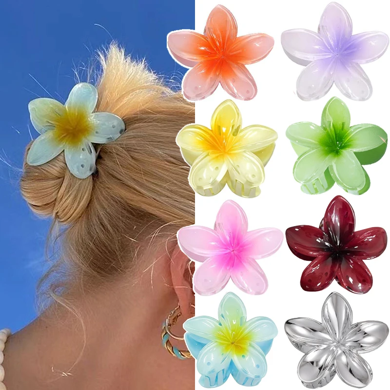 Vintage Jelly Flower Claw Clip Sweet Shark Hair Clip Clamps Barrettes For Women Bohemian Beach Hair Jewelry Accessories Headwear