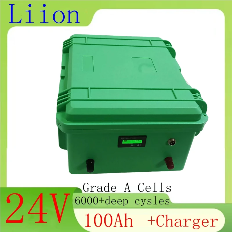

24V 100AH Lithium Ion Battery with BMS 7S for 2400w Solar energy storage Golf Cart Inverter Forklift fork +10A Charger