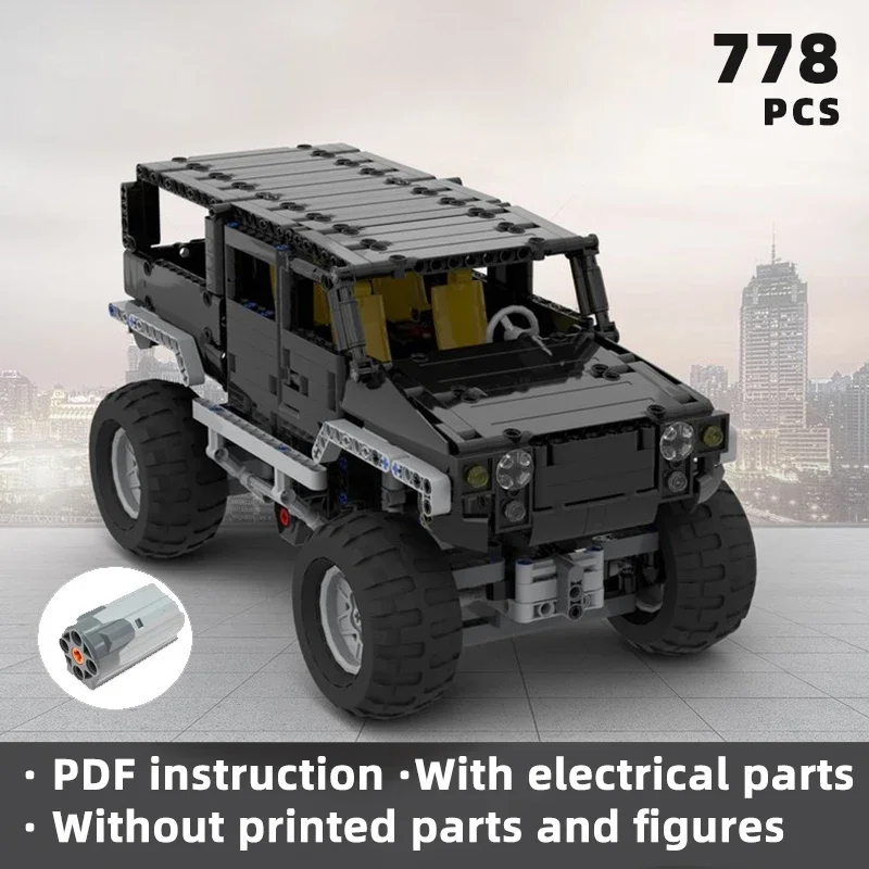 

high-performance H2 AWD all-terrain 4X4 off road vehicle bricks heavy duty blocks military SUV car moc unique klocki display