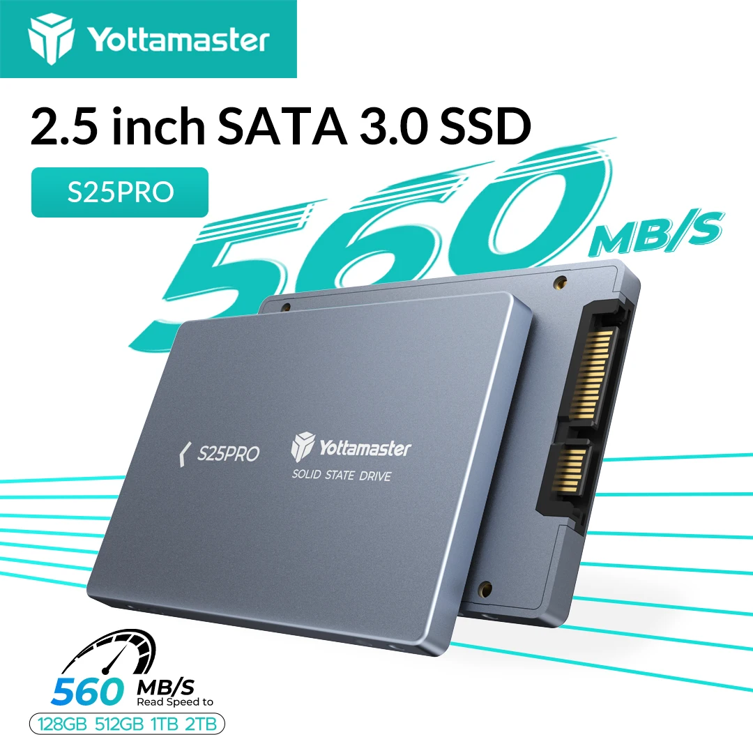 Yottamaster S25PRO 2.5'' SATA 3.0 Harddisk SSD 2TB 1TB High Capacity Internal Solid State Hard Drive Design for Game User