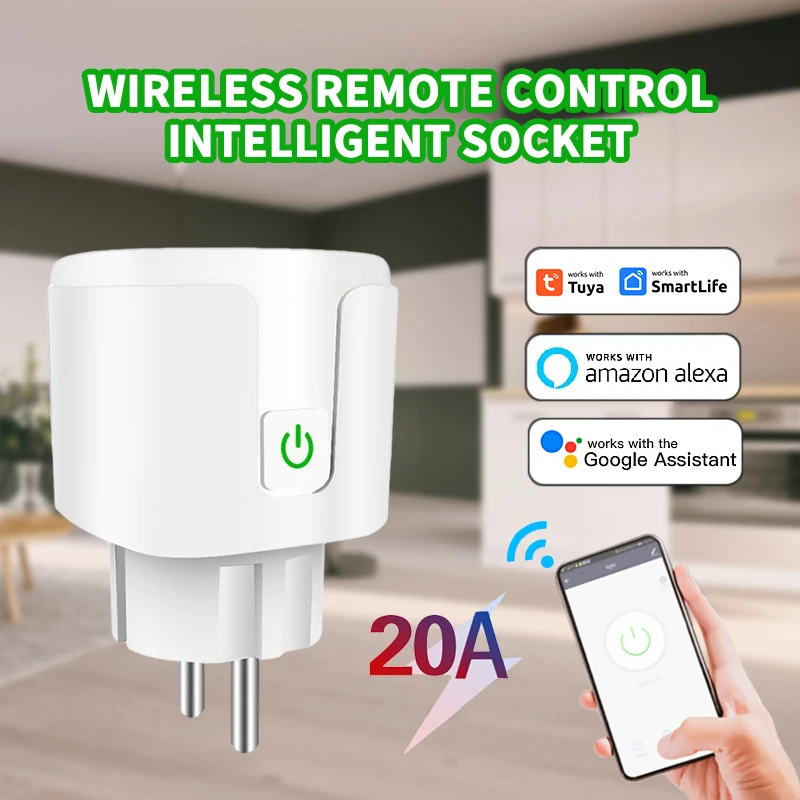 20A Wifi Tuya EU Smart Plug Electrical Socket Power Monitor Timer Outlet With Smart Life Alexa Home PDF In Multiple Adaptors