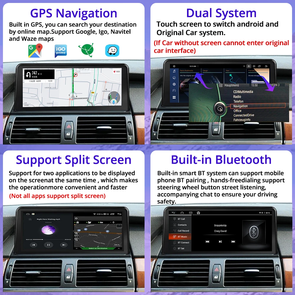 NAVIGUIDE 12.3\'\' Android 12 Car Radio Carplay Multimedia Player For BMW X1 E84 GPS Navigation Auto Stereo Bluetooth DSP 4G WiFi