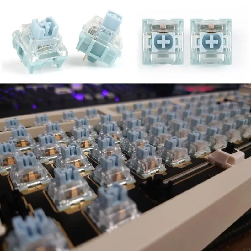 10/4PCS Mechanical Gaming Keyboard Switches 3pin TTC Silent Bluish White Switch 