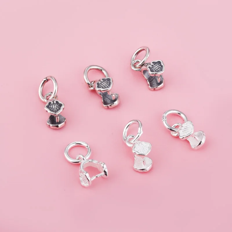 S925 sterling silver Ruyi clasp pendant fastener Silver clasp fastener front and back holes to clasp jewelry