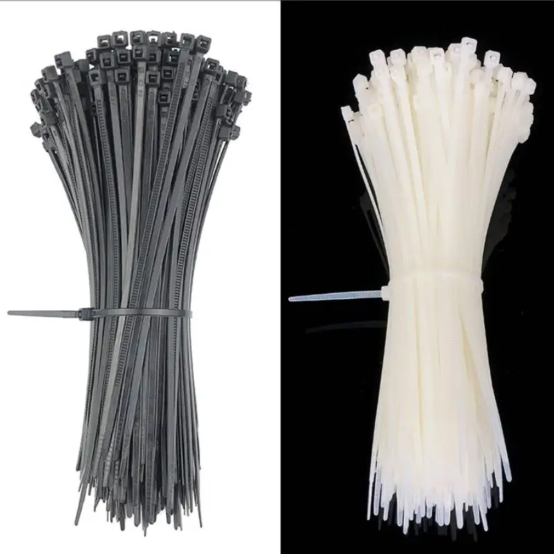 

Cable Ties Self-Locking Nylon Cable Ties Plastic Wrap Cords Zipper Organizer Tension Black and White Cable Ties Fastening Rings
